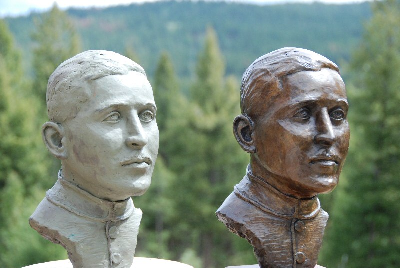Bronze bust and clay bust of Canadian WW I hero flying ace Billy Bishop