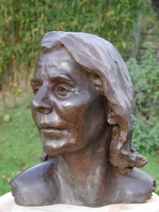 Bronze bust of mathematics teacher and amateur actress Joy McQuade - click here for larger view